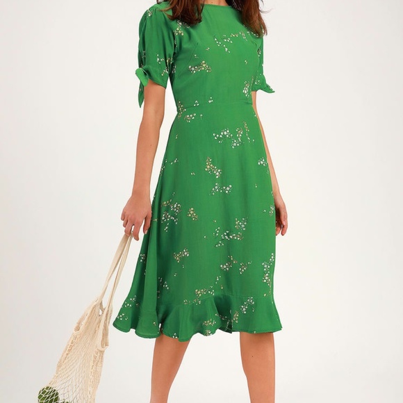 NWT Faith the Brand Emilia Green Floral Print Midi Dress size 4 small - Picture 3 of 13